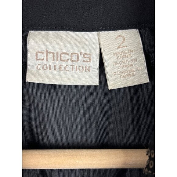 Chicos Collection Womens Sequin Quilted Vest Size 2 US Large‎ Black Holiday - Picture 3 of 7